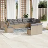 Image de vidaXL Vidaxl Salon De Jardin Avec Coussins 10 Pcs Beige Résine Tressée