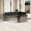 Image de vidaXL Salon de jardin avec coussins 10 pcs gris résine tressée