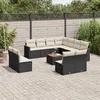 Image de Vidaxl Salon De Jardin 12 Pcs Avec Coussins Noir RÃ©sine TressÃ©e