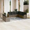 Image de vidaXL Salon de jardin 9 pcs avec coussins gris résine tressée
