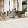 Image de Vidaxl Salon De Jardin Avec Coussins 10 Pcs Beige RÃ©sine TressÃ©e