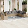 Image de Vidaxl Salon De Jardin Avec Coussins 10 Pcs Beige RÃ©sine TressÃ©e