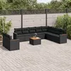Image de vidaXL Salon de jardin 11 pcs avec coussins noir résine tressée