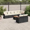 Image de vidaXL Salon de jardin 9 pcs avec coussins noir résine tressée