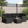 Image de Vidaxl Salon De Jardin 7 Pcs Avec Coussins Noir RÃ©sine TressÃ©e