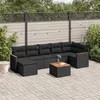 Image de vidaXL Salon de jardin 8 pcs avec coussins noir résine tressée