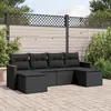 Image de vidaXL Salon de jardin 6 pcs avec coussins noir résine tressée