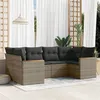 Image de vidaXL Salon de jardin 6 pcs avec coussins gris résine tressée