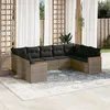 Image de vidaXL Salon de jardin 9 pcs avec coussins gris résine tressée