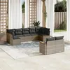 Image de vidaXL Salon de jardin 9 pcs avec coussins gris résine tressée