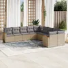 Image de vidaXL Vidaxl Salon De Jardin Avec Coussins 10 Pcs Beige Résine Tressée