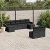 Image de Vidaxl Salon De Jardin 9 Pcs Avec Coussins Noir RÃ©sine TressÃ©e