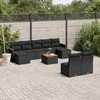Image de Vidaxl Salon De Jardin 10 Pcs Avec Coussins Noir RÃ©sine TressÃ©e