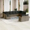 Image de vidaXL Salon de jardin avec coussins 12 pcs gris résine tressée