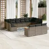 Image de Vidaxl Salon De Jardin Avec Coussins 13 Pcs Gris RÃ©sine TressÃ©e