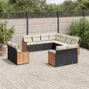 Image de vidaXL Salon de jardin 11 pcs avec coussins noir résine tressée