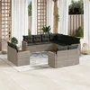 Image de vidaXL Salon de jardin 11 pcs avec coussins gris résine tressée