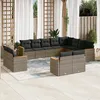 Image de vidaXL Vidaxl Salon De Jardin Avec Coussins 12 Pcs Gris Résine Tressée