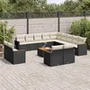 Image de vidaXL Salon de jardin avec coussins 14 pcs noir résine tressée