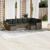 Image de Vidaxl Salon De Jardin 9 Pcs Avec Coussins Gris RÃ©sine TressÃ©e