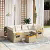 Image de Vidaxl Salon De Jardin Avec Coussins 7 Pcs Beige RÃ©sine TressÃ©e