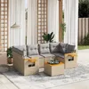 Image de Vidaxl Salon De Jardin Avec Coussins 7 Pcs Beige RÃ©sine TressÃ©e
