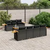 Image de vidaXL Salon de jardin 8 pcs avec coussins noir résine tressée