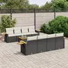 Image de vidaXL Salon de jardin 9 pcs avec coussins noir résine tressée
