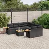 Image de vidaXL Salon de jardin 9 pcs avec coussins noir résine tressée
