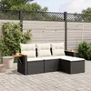 Image de Vidaxl Salon De Jardin 4 Pcs Avec Coussins Noir RÃ©sine TressÃ©e
