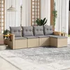 Image de Vidaxl Salon De Jardin Avec Coussins 5 Pcs Beige RÃ©sine TressÃ©e