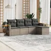 Image de vidaXL Salon de jardin 5 pcs avec coussins gris résine tressée