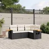 Image de vidaXL Salon de jardin 4 pcs avec coussins noir résine tressée