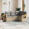 Image de Vidaxl Salon De Jardin Avec Coussins 4 Pcs Beige RÃ©sine TressÃ©e