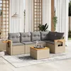 Image de Vidaxl Salon De Jardin Avec Coussins 6 Pcs Beige RÃ©sine TressÃ©e