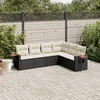 Image de vidaXL Salon de jardin 6 pcs avec coussins noir résine tressée