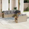 Image de Vidaxl Salon De Jardin Avec Coussins 7 Pcs Beige RÃ©sine TressÃ©e