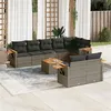 Image de vidaXL Salon de jardin 9 pcs avec coussins gris résine tressée