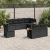 Image de vidaXL Salon de jardin 8 pcs avec coussins noir résine tressée
