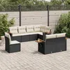 Image de vidaXL Salon de jardin 8 pcs avec coussins noir résine tressée