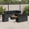 Image de Vidaxl Salon De Jardin 9 Pcs Avec Coussins Noir RÃ©sine TressÃ©e