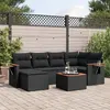 Image de vidaXL Salon de jardin 7 pcs avec coussins noir résine tressée