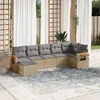 Image de Vidaxl Salon De Jardin Avec Coussins 7 Pcs Beige RÃ©sine TressÃ©e