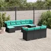 Image de vidaXL Salon de jardin avec coussins 10 pcs beige résine tressée
