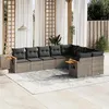 Image de vidaXL Salon de jardin 9 pcs avec coussins gris résine tressée