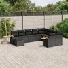 Image de Vidaxl Salon De Jardin 10 Pcs Avec Coussins Noir RÃ©sine TressÃ©e