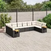 Image de Vidaxl Salon De Jardin 10 Pcs Avec Coussins Noir RÃ©sine TressÃ©e