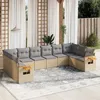 Image de Vidaxl Salon De Jardin Avec Coussins 10 Pcs Beige RÃ©sine TressÃ©e