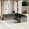 Image de vidaXL Salon de jardin avec coussins 10 pcs gris résine tressée