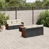 Image de Vidaxl Salon De Jardin 7 Pcs Avec Coussins Noir RÃ©sine TressÃ©e